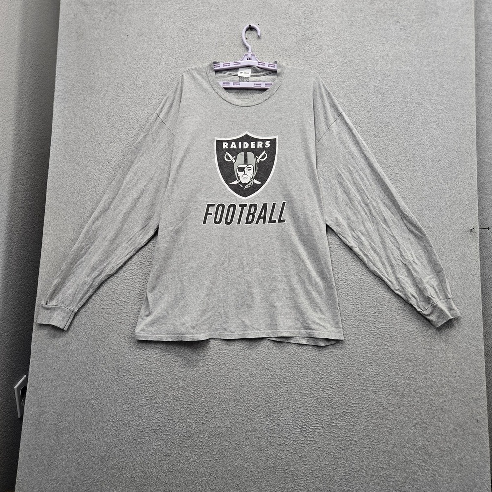 Las Vegas Raiders Men Shirt 2XL Gray Junk Food Football Logo Graphic Long Sleeve